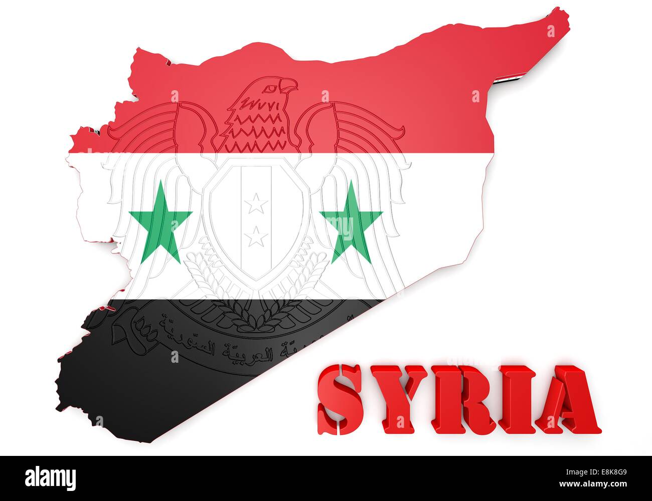 Mappa illustrazione della Siria con mappa e stemma Foto Stock Mappa illustrazione della Siria con mappa e stemma Foto Stock