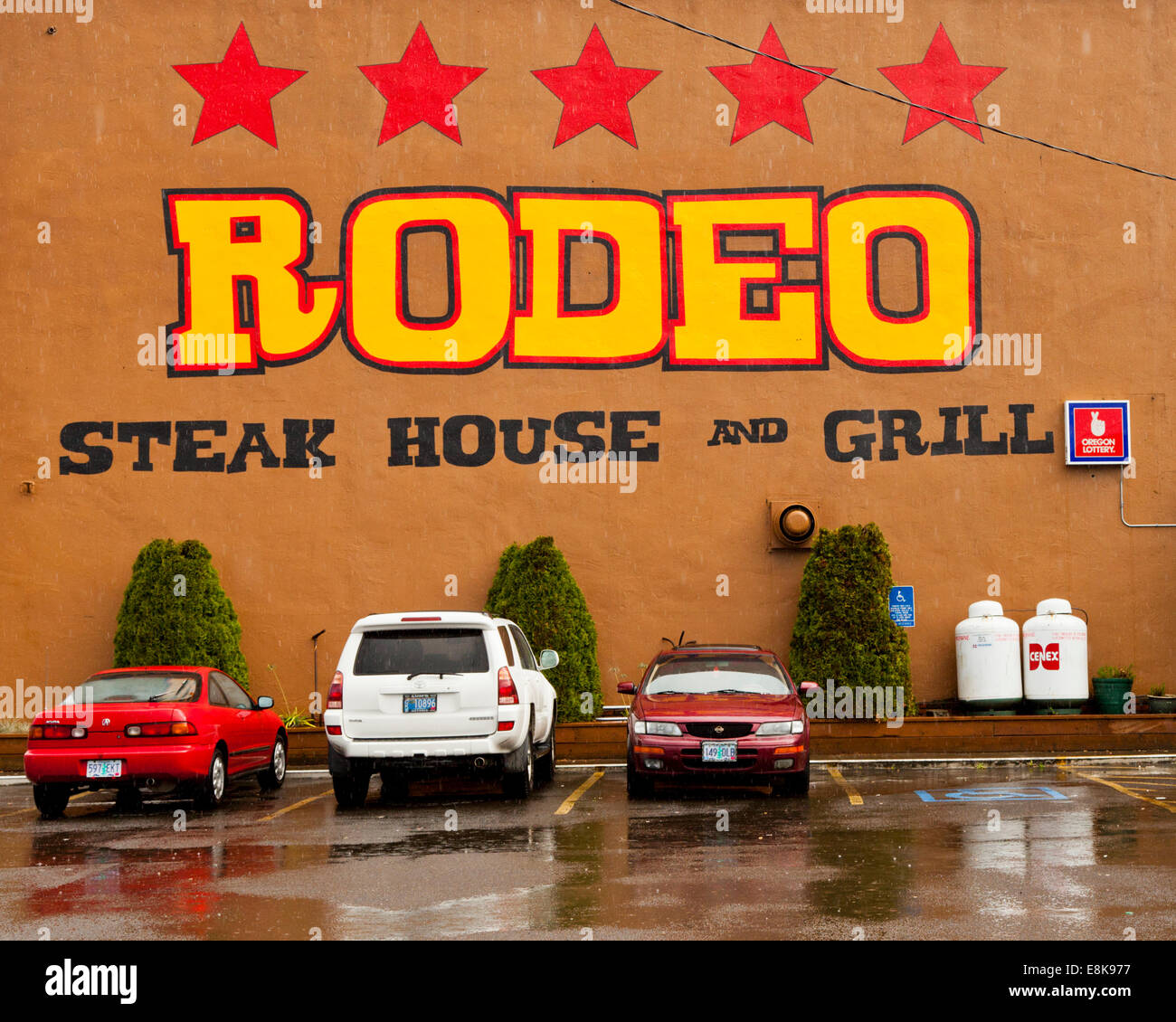 Parete del rodeo Steak House e Grill, Tillamook Oregon USA Stati Uniti d'America Foto Stock