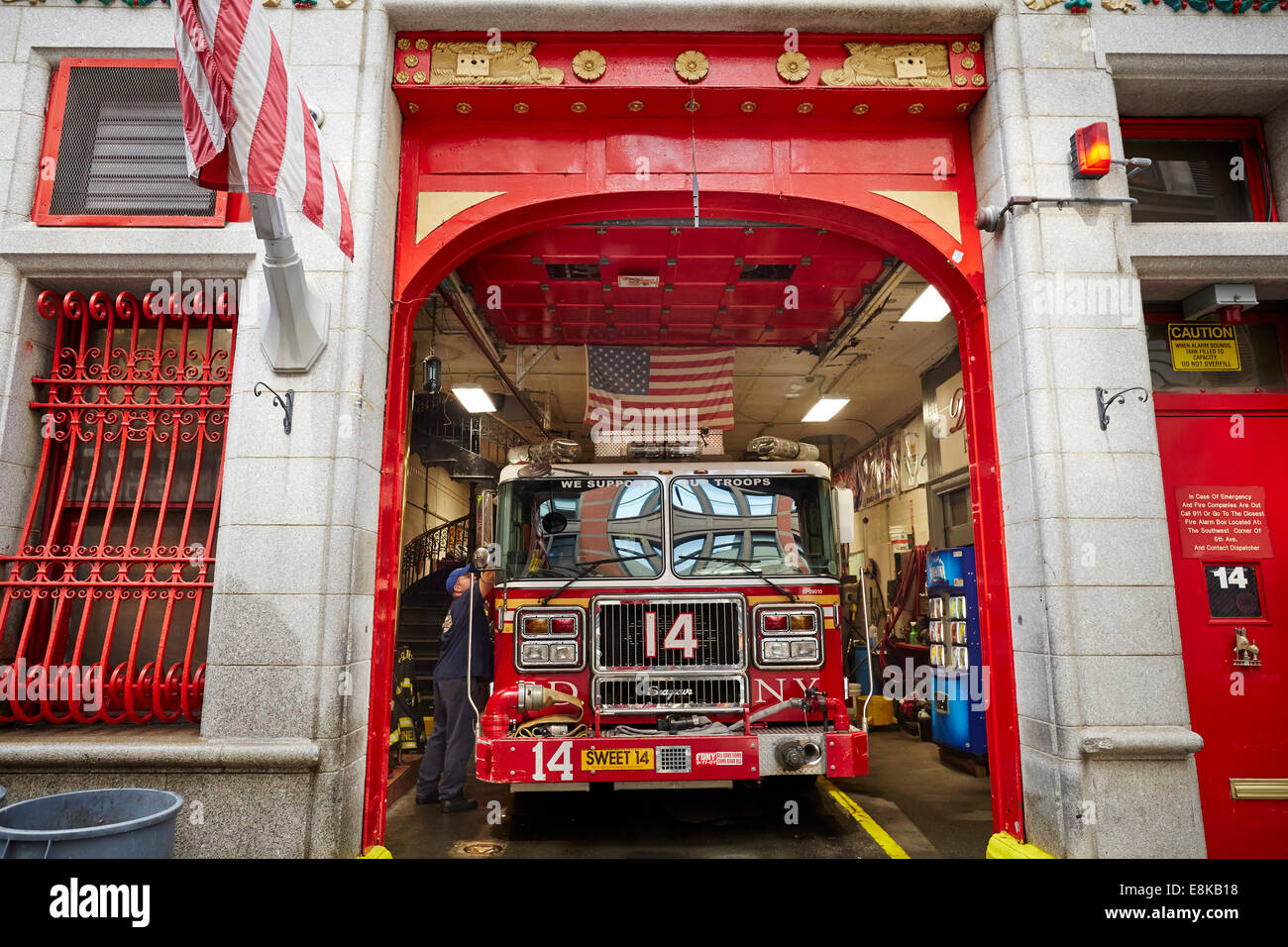 New York City NYC, la stazione dei vigili del fuoco 14 Foto Stock