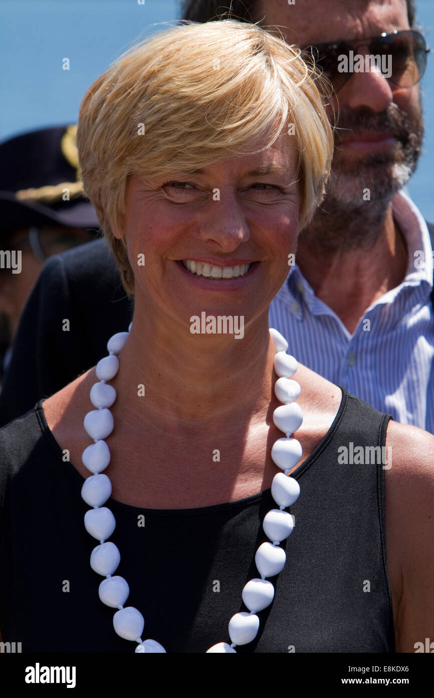 Roberta Pinotti, dal 22 febbraio 2014 Il Ministro italiano della Difesa, a Genova, Italia. Foto Stock