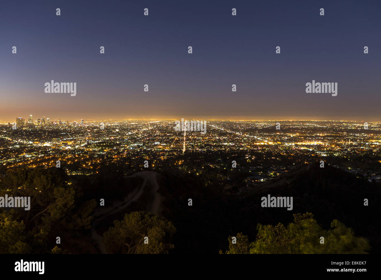 La città di Los Angeles all'alba. Foto Stock