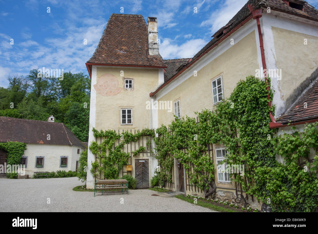 Cortile, Burg Clam castle Klam, Austria superiore, Austria Foto Stock