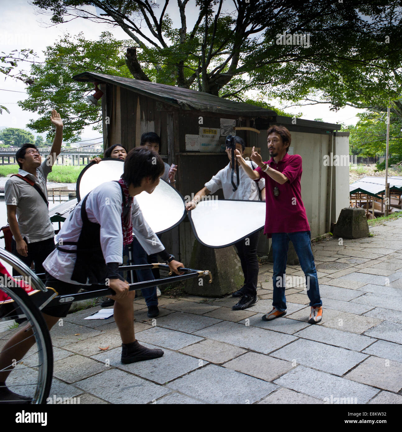In rickshaw photo-shoot a Kyoto, in Giappone. Foto Stock