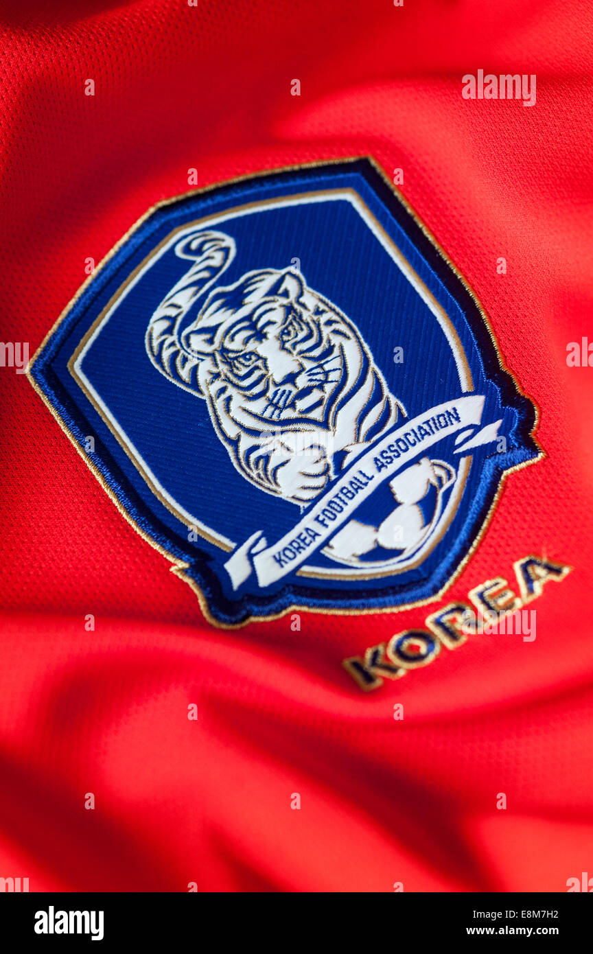 Close up della Repubblica della Corea (Corea del Sud) nazionale di calcio kit Foto Stock