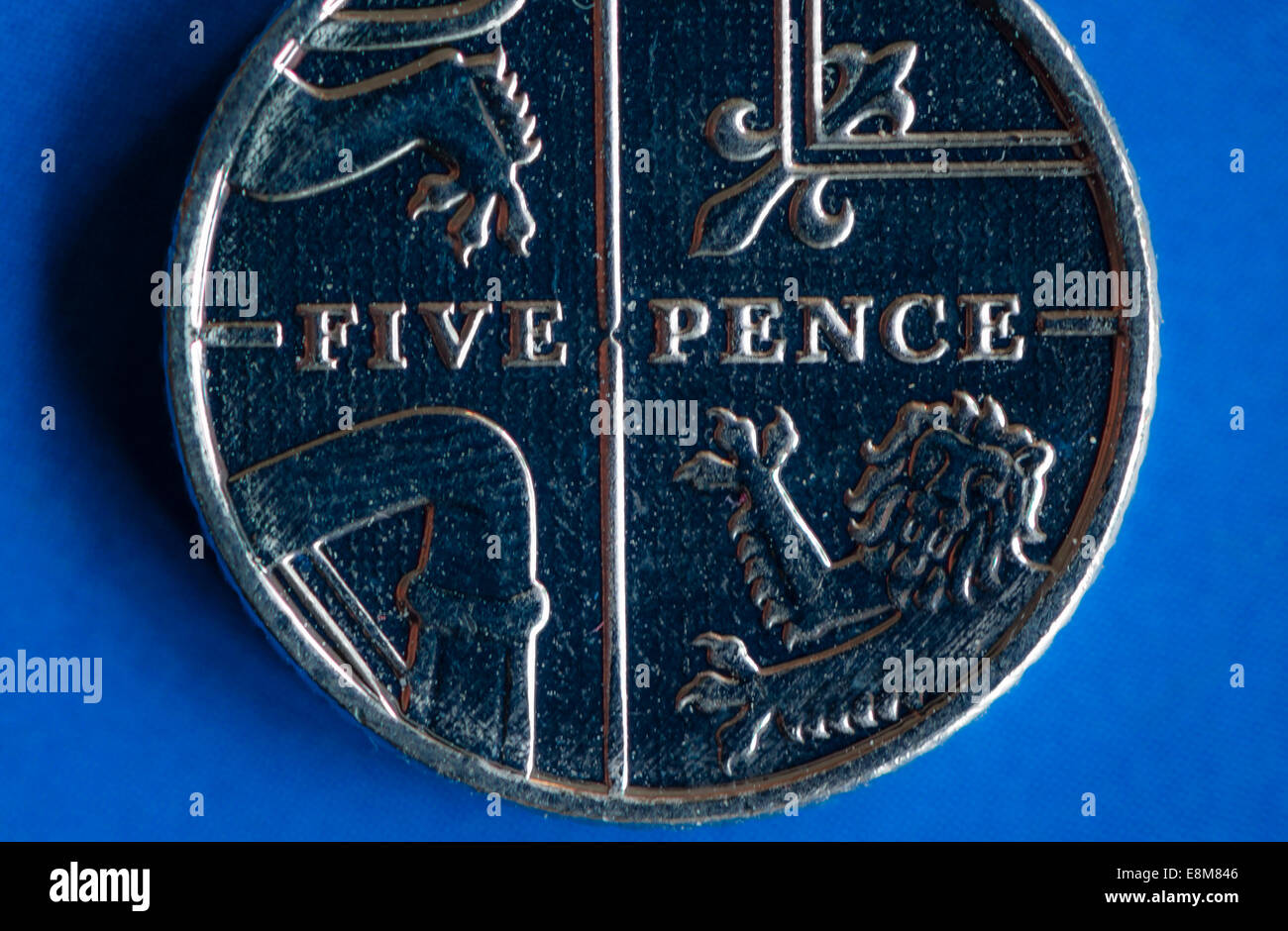 Close-up di un British cinque Pence coin Foto Stock
