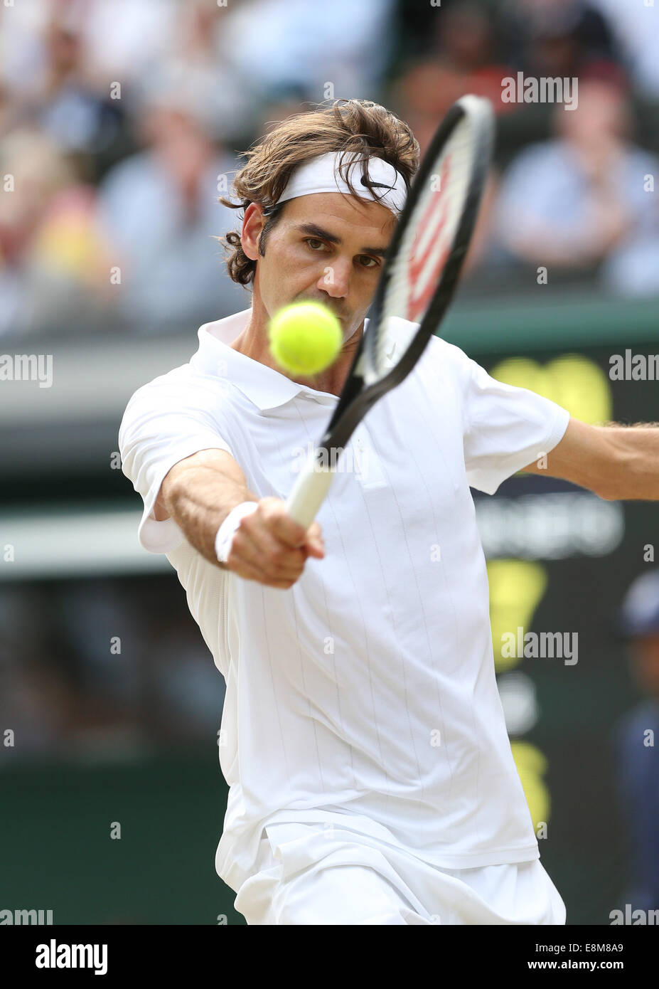 Roger Federer (SUI), campionati di Wimbledon nel 2014, Londra, Inghilterra. Foto Stock