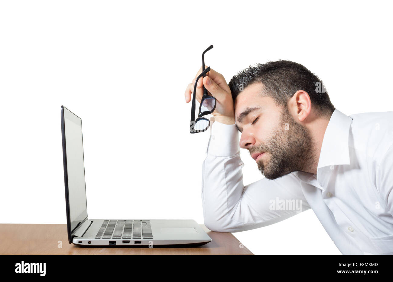 Stanco dipendente ha sottolineato a sufficienza per dormire Foto Stock