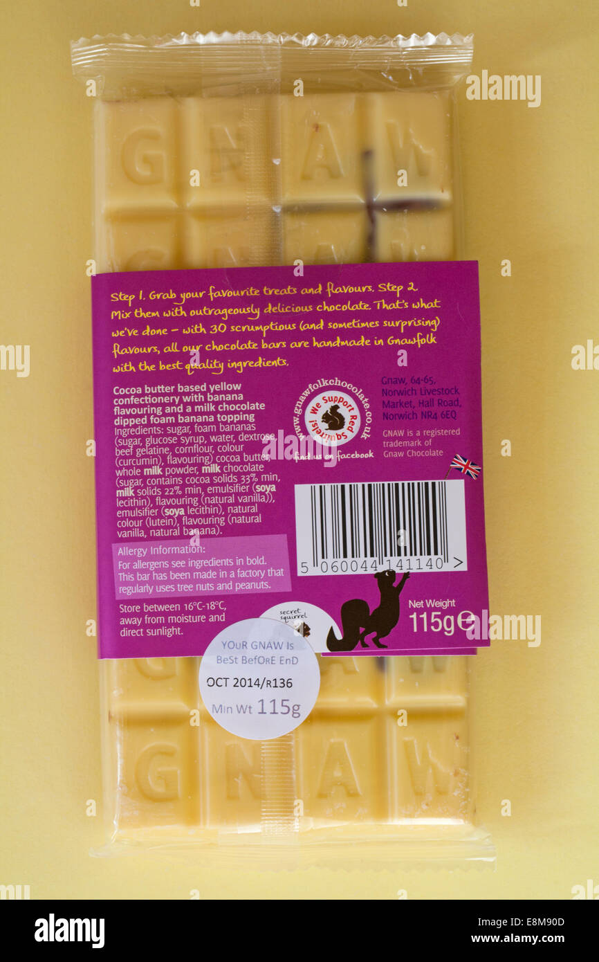 Bar di rosicchiare andare banane barra di cioccolato Foto Stock