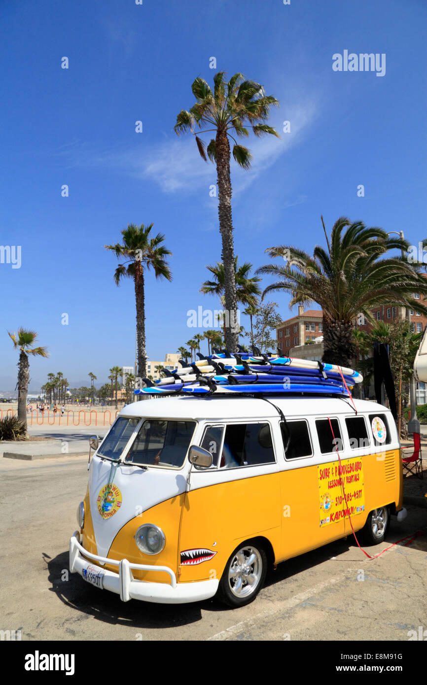 Classic VW-Bus, split screen, Santa Monica, Los Angeles, California, Stati Uniti d'America Foto Stock