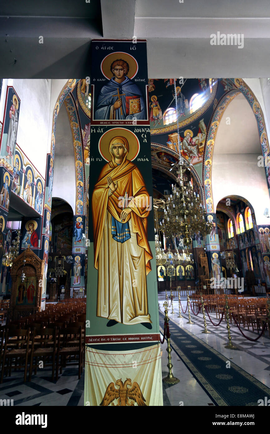 Halkidha Eubea Grecia chiesa di Santa Marina Immagine di Santa Anastasia Foto Stock