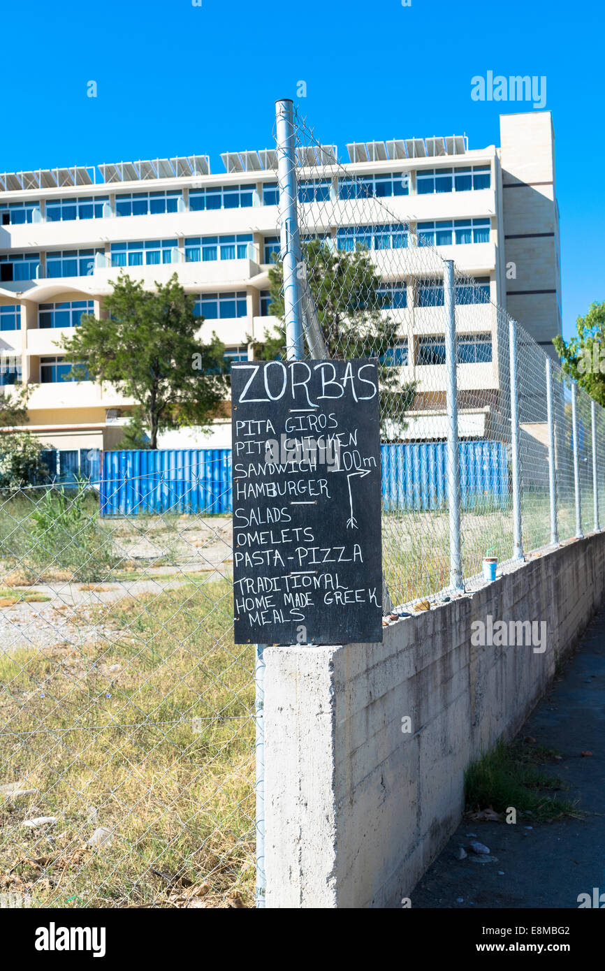 L' isola di Rodi Grecia Zorbas Ristorante e hotel Foto Stock