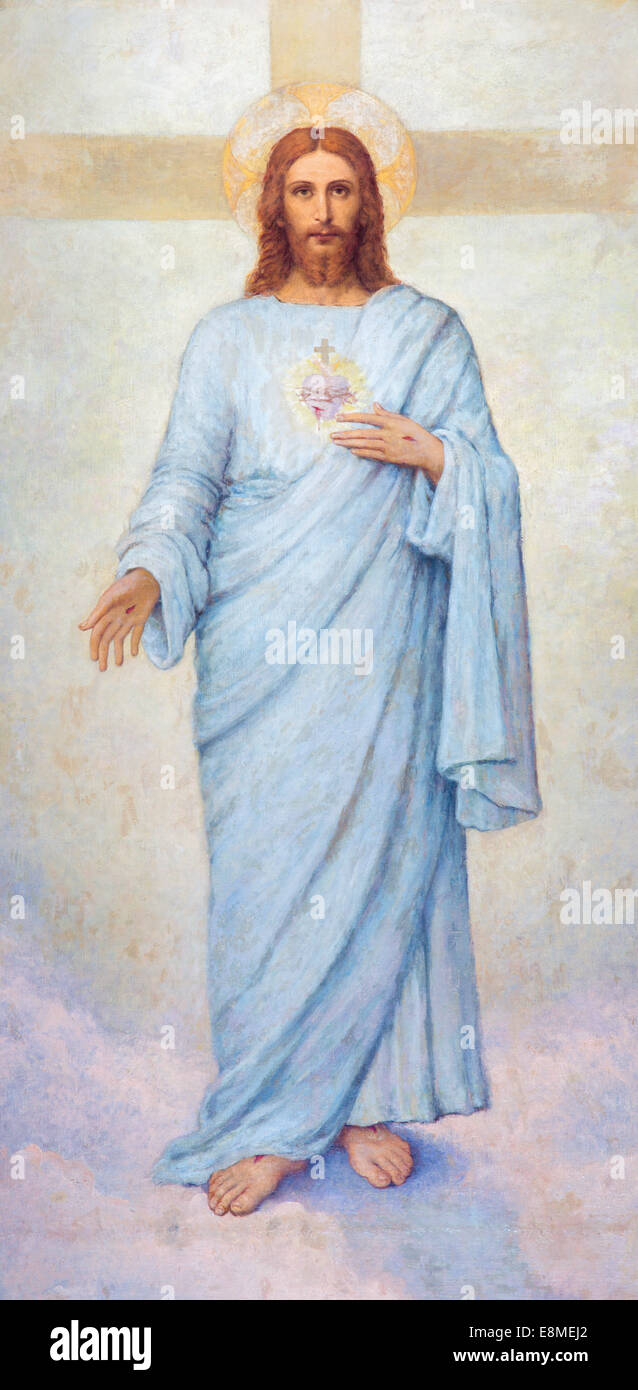 Padova, Italia - 8 Settembre 2014: Il Cuore di Gesù Cristo la vernice nella Cattedrale di Santa Maria Assunta (Duomo) da R. Mulata Foto Stock