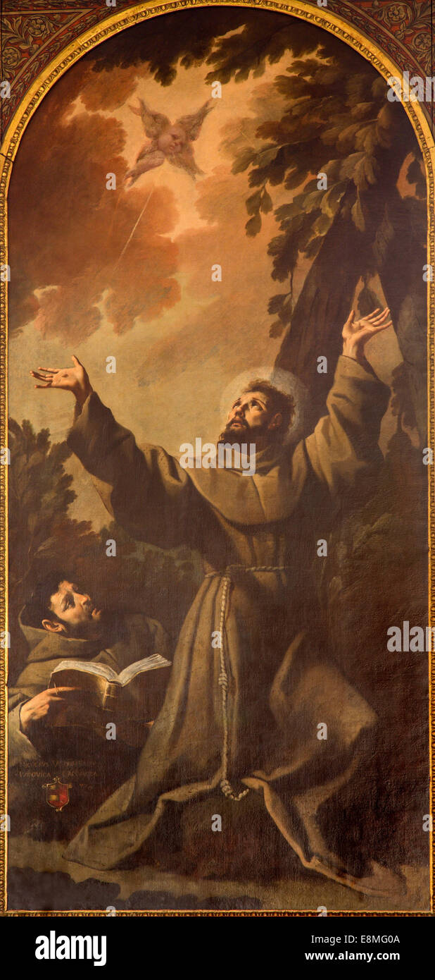 Padova - stigmatizzazione di st. Francesco di Assisi di Luca Ferrari da Reggio (1605 - 1654) nella chiesa di San Francesco del Grande. Foto Stock