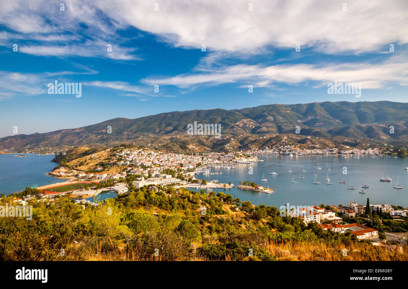 Vista aerea su Poros e Galatos Foto Stock