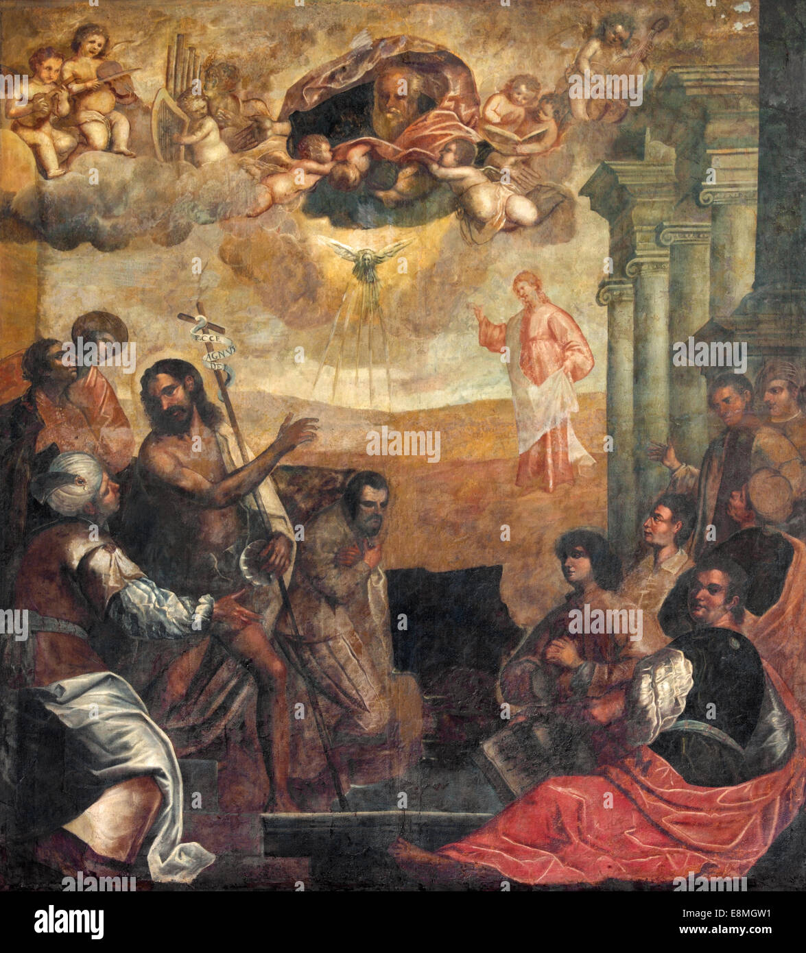 Padova, Italia - 9 Settembre 2014: " Ecce Agnus Dei" (San Giovanni Battista mostra a Cristo come Redentore). Foto Stock