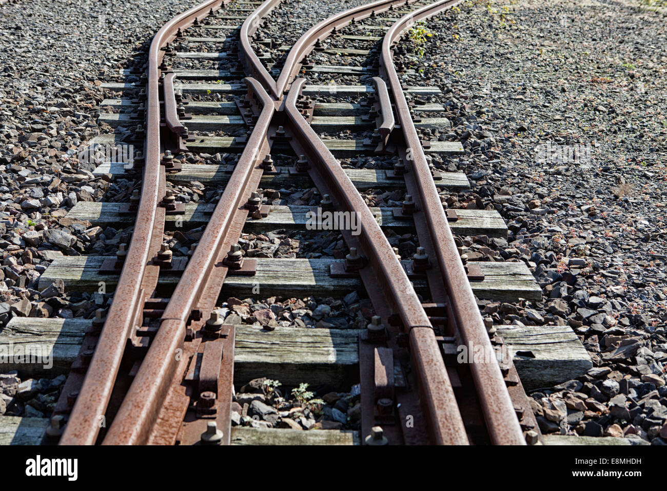 Binari del treno, Germania, Europa Foto Stock