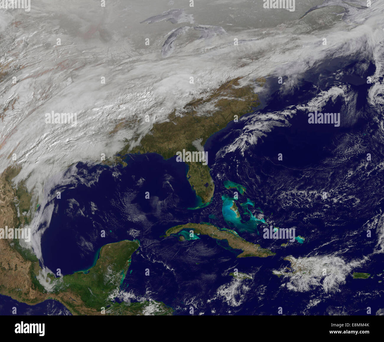 2 marzo 2014 - La vista Satellite di una grande tempesta di neve pronti a portare grandi quantità di neve al Mid-Atlantic negli Stati Uniti. T Foto Stock