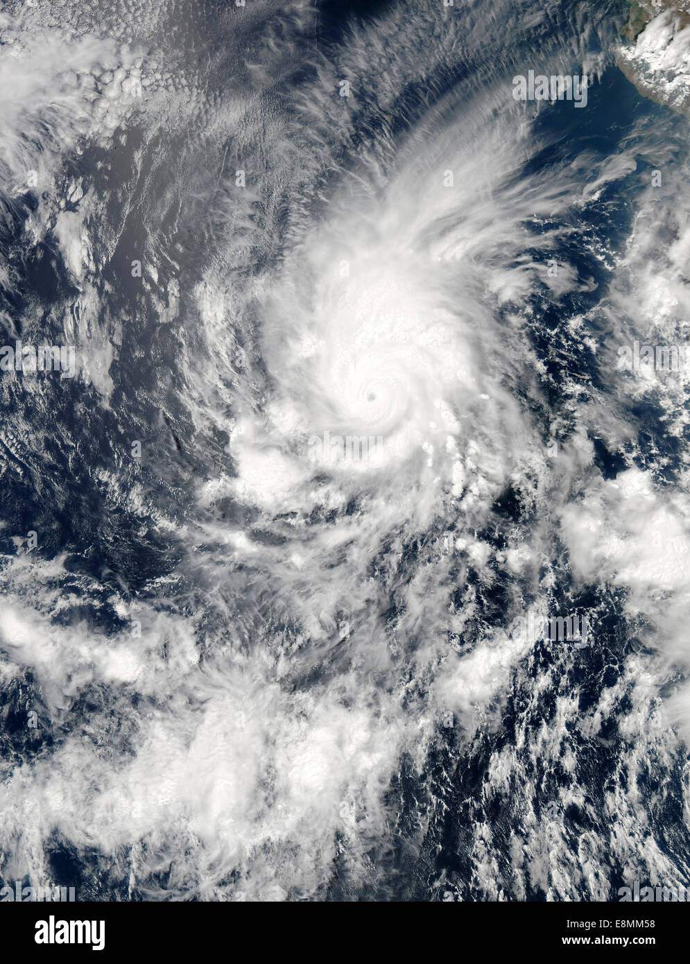 25 maggio 2014 - vista satellitare del ciclone tropicale Amanda a sud-ovest di Manzanillo, Messico. Foto Stock