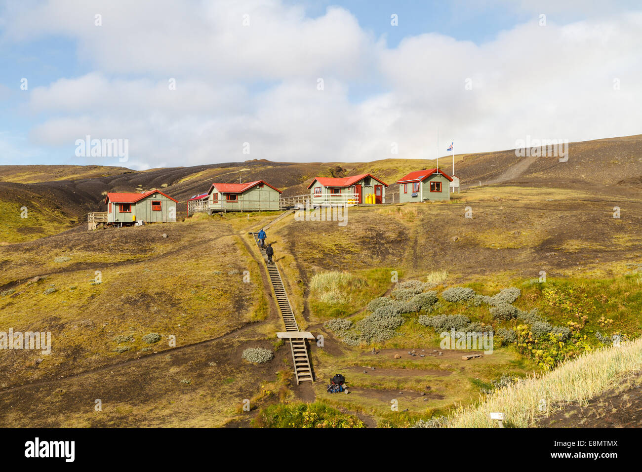 Emstrur Botnar capanne sul sentiero escursionistico "laugavegur' in Islanda Foto Stock