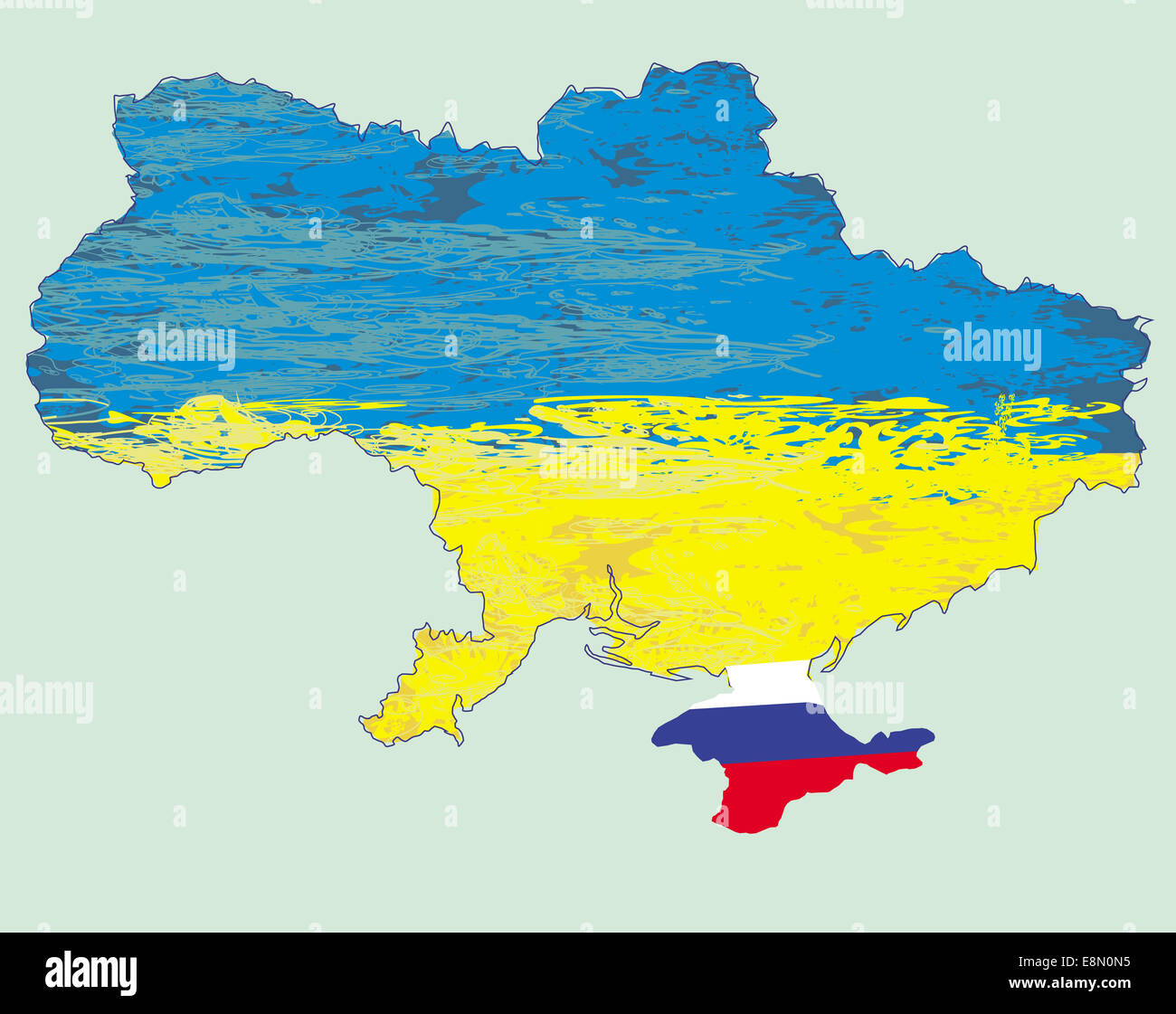 L'Ucraina mappa vettoriale , Russia in Crimea Foto Stock