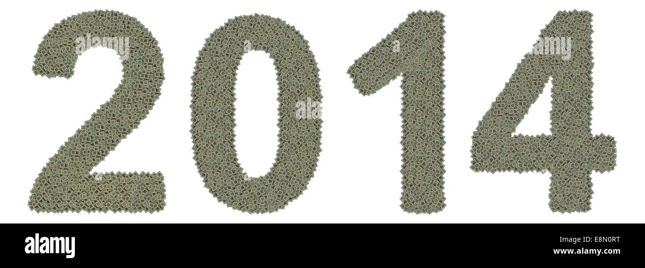 Numero 2014 fatta di vecchio e sporco e microprocessori Foto Stock