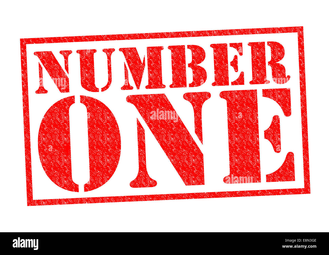Numero uno rosso timbro di gomma su uno sfondo bianco. Foto Stock