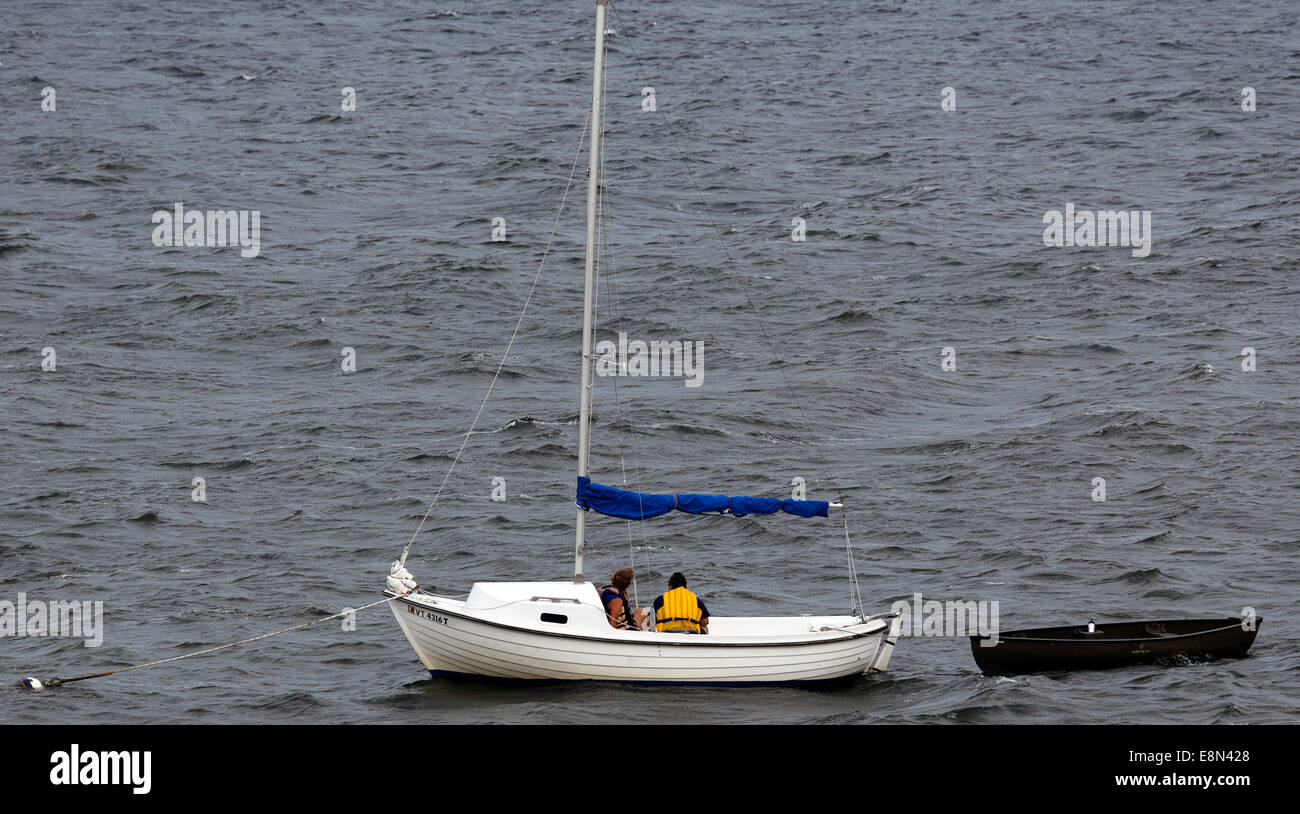 Barca a vela sul Lago Champlain Vermont Foto Stock