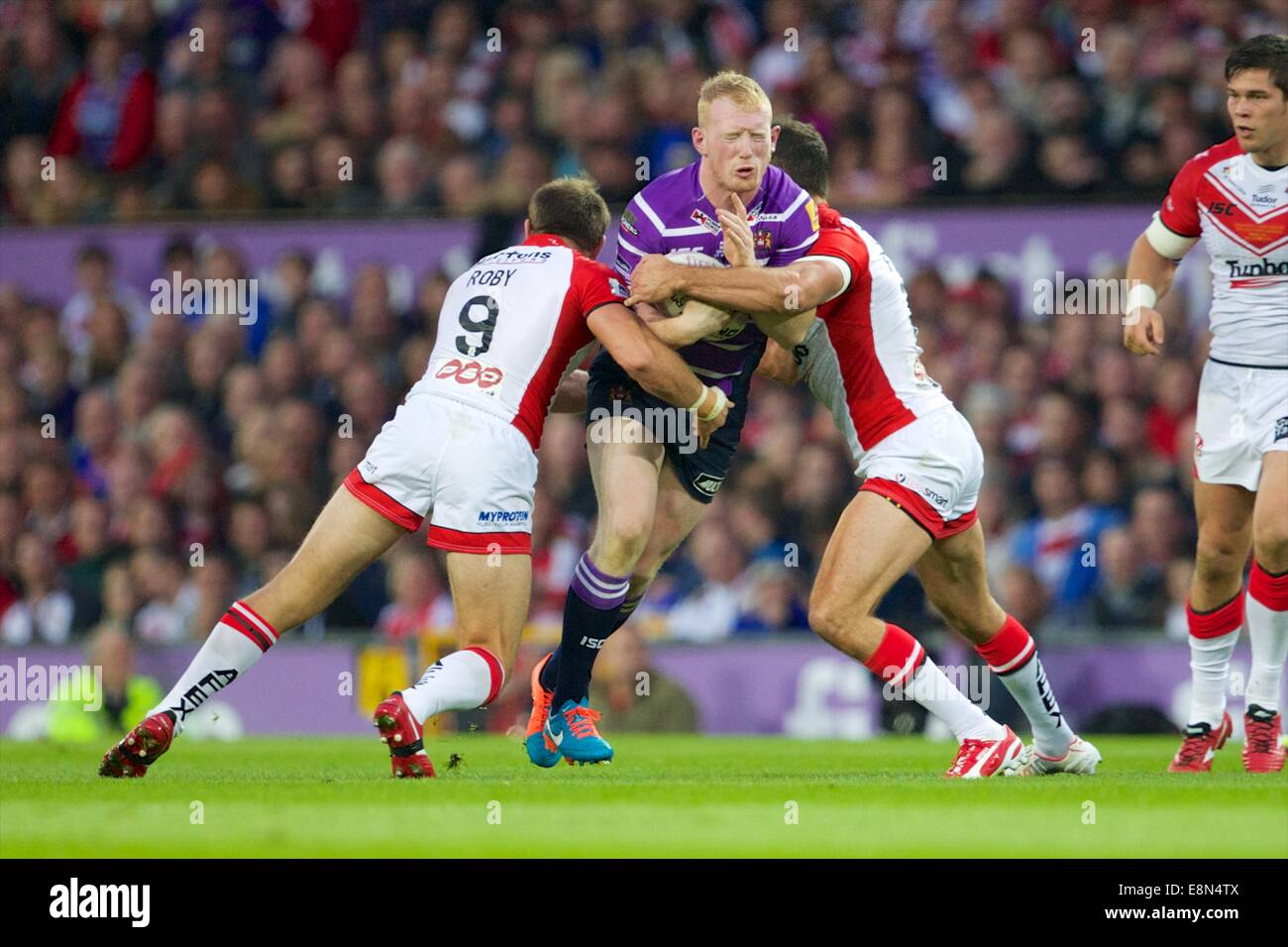 Manchester, Regno Unito. Undicesimo oct, 2014. Rugby League Grand Final. Il Wigan Warriors versus St Helens. St Helens hooker James Roby. Credito: Azione Sport Plus/Alamy Live News Foto Stock