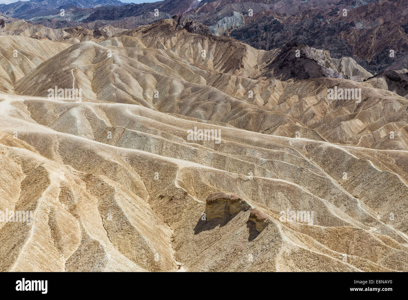 Badlands nel Parco Nazionale della Valle della Morte, CALIFORNIA, STATI UNITI D'AMERICA Foto Stock