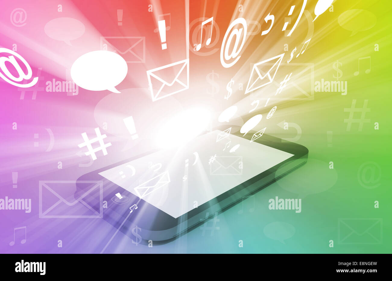 Concetto di Social Media condivisione di contenuto digitale Foto Stock