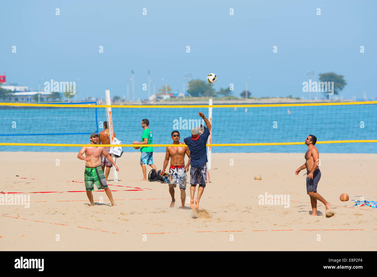 Beach Volley, Chicago Oak Street Beach Foto Stock