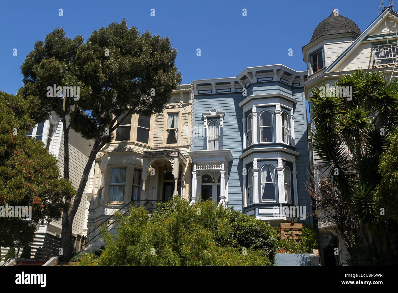 Architettura vittoriana, inferiore di Pacific Heights, San Francisco, California Foto Stock