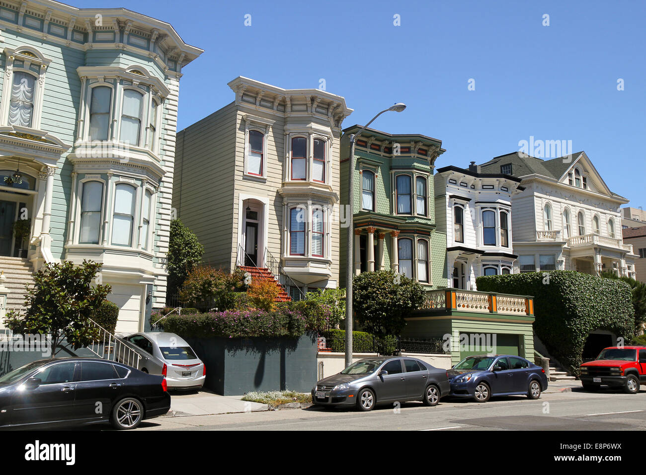 Architettura vittoriana in bassa Pacific Heights, San Francisco, California Foto Stock