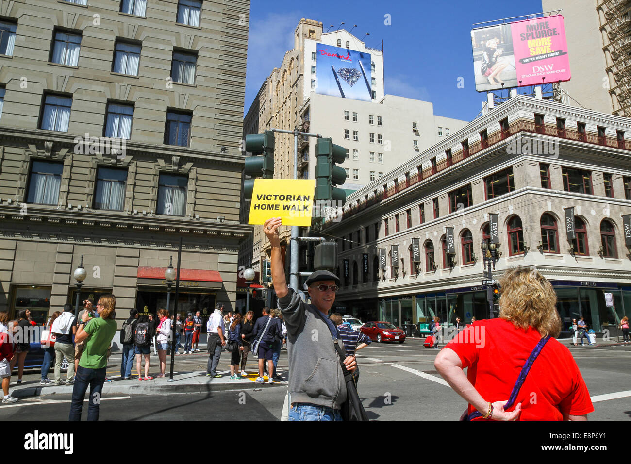 Un tour a piedi guida in Union Square di San Francisco Foto Stock