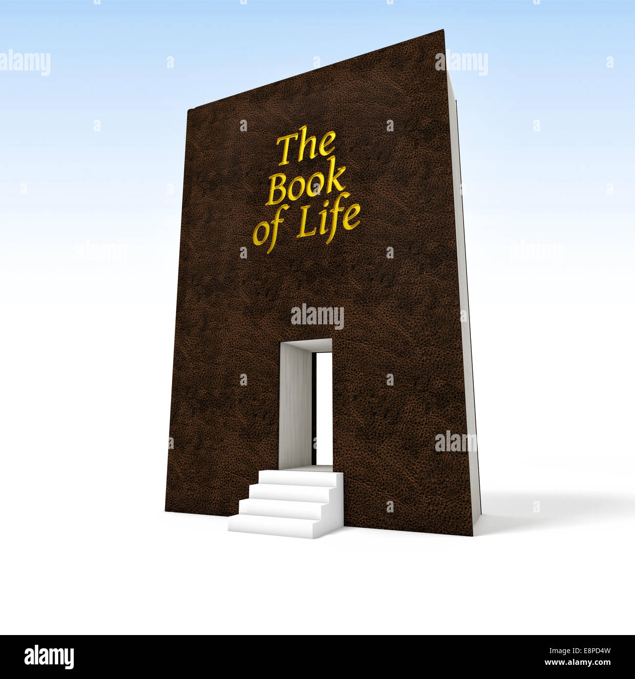 Immagine 3D di un enorme libro e 3d stair Foto Stock