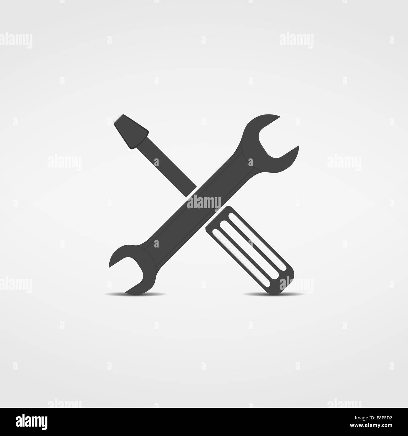 Cacciavite e icona a forma di chiave inglese Foto Stock