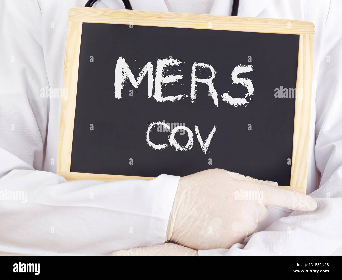 Medico mostra informazioni: MERI cov Foto Stock