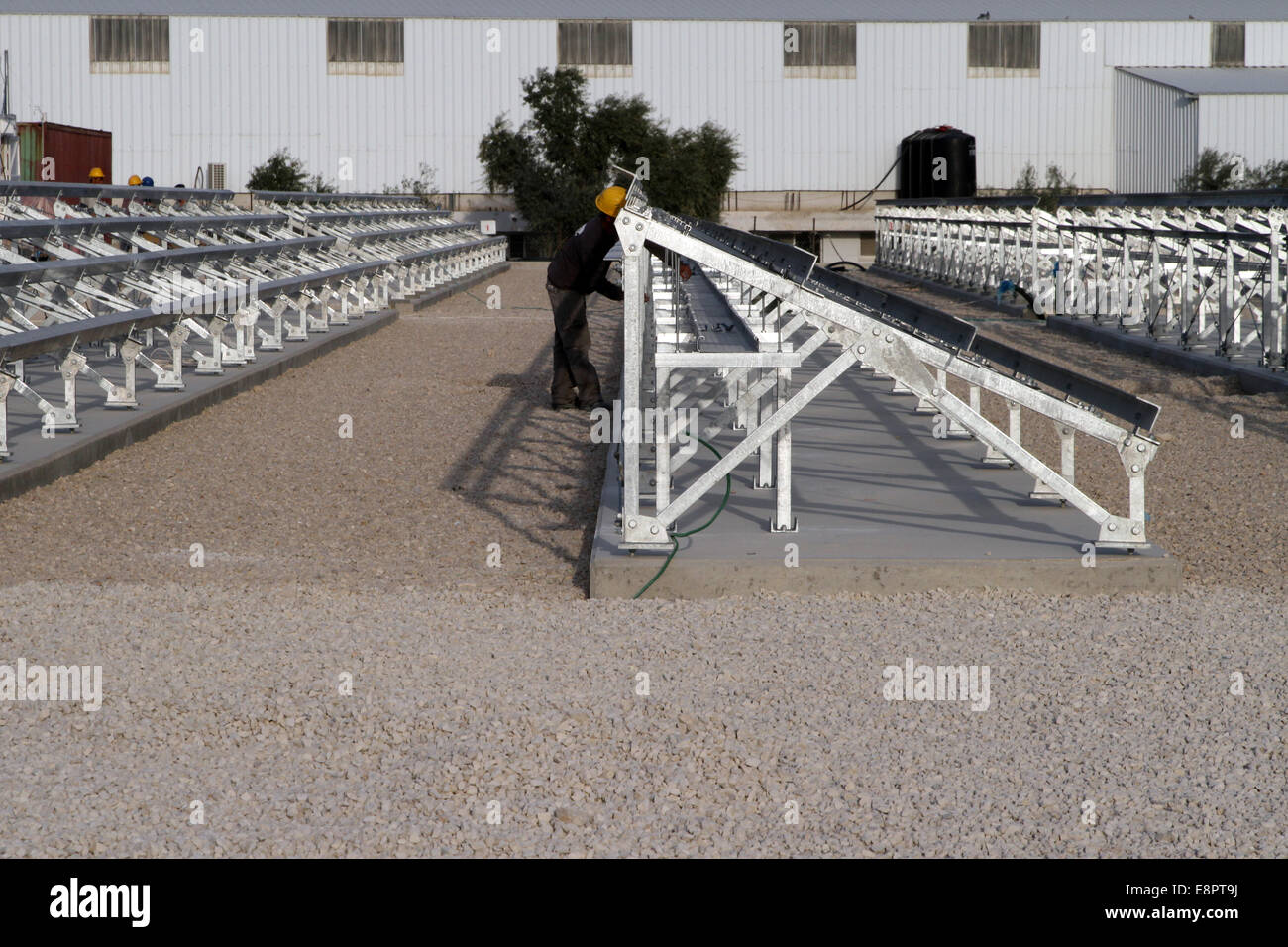 Installazione della centrale solare a Gerico Parco agroindustriale in Cisgiordania, Palestina Foto Stock