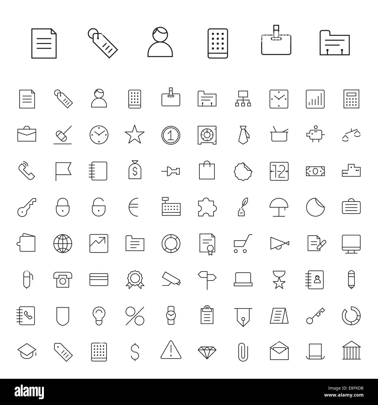 Sottile linea di icone per Affari e finanza. Versione Raster. Foto Stock