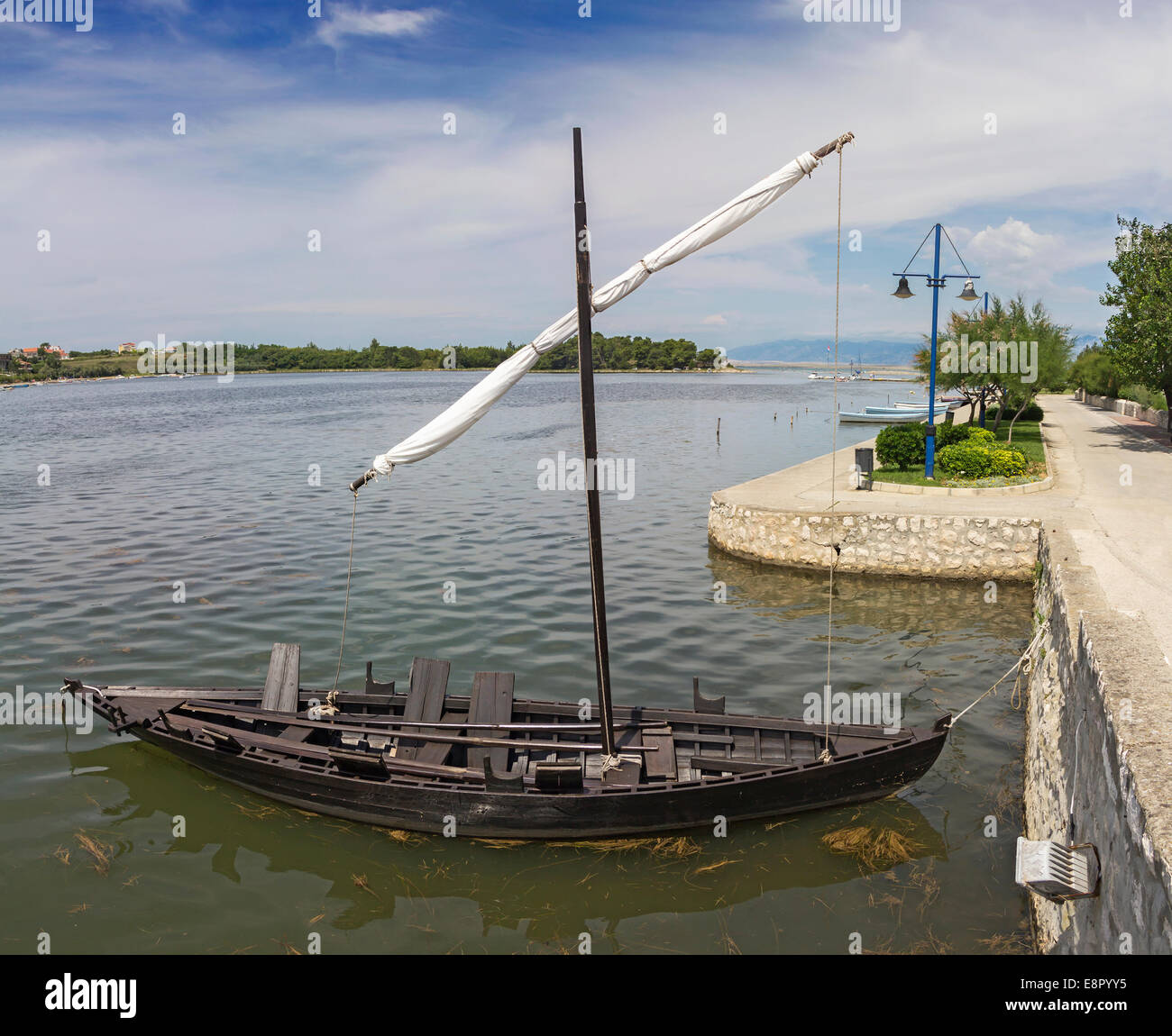 Condura Croatica, vecchio di legno antica nave 11 secolo, a Nin, Croazia Foto Stock