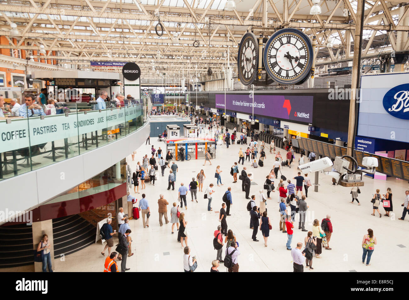 La stazione di Waterloo, London, England, Regno Unito Foto Stock