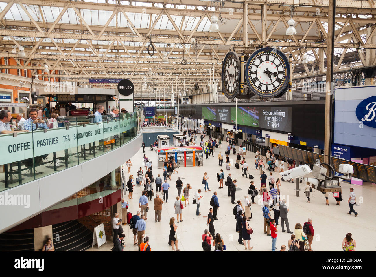 La stazione di Waterloo, London, England, Regno Unito Foto Stock