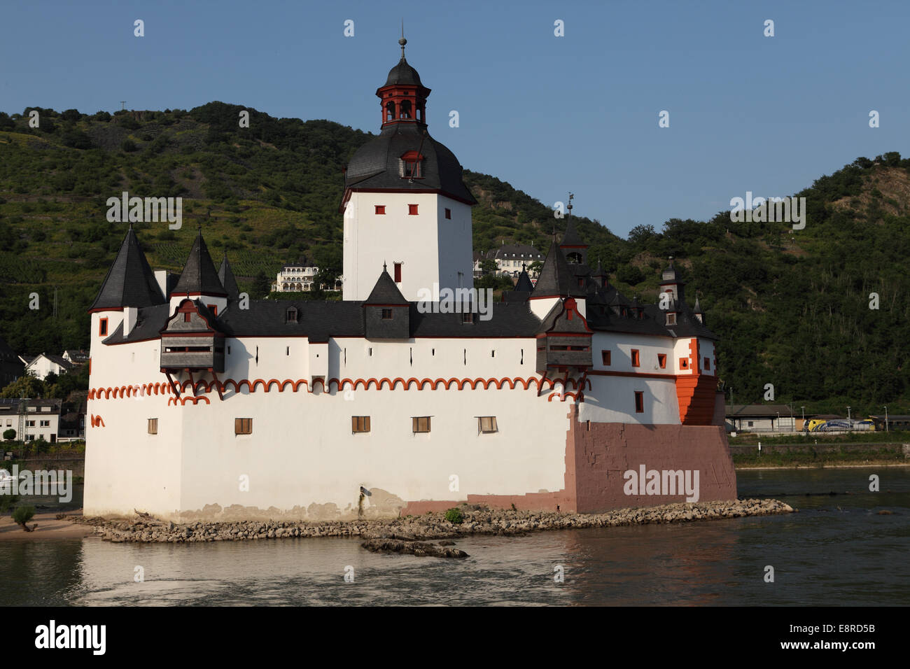 Il castello Pfalzgrafenstein sul fiume Reno in Germania. Foto Stock