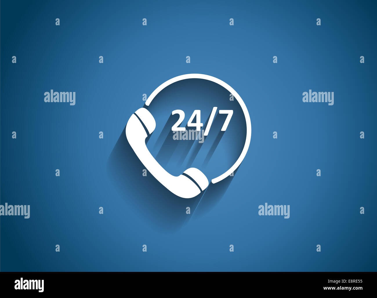 Servizio clienti 24.7 Icona lucida illustrazione vettoriale Foto Stock