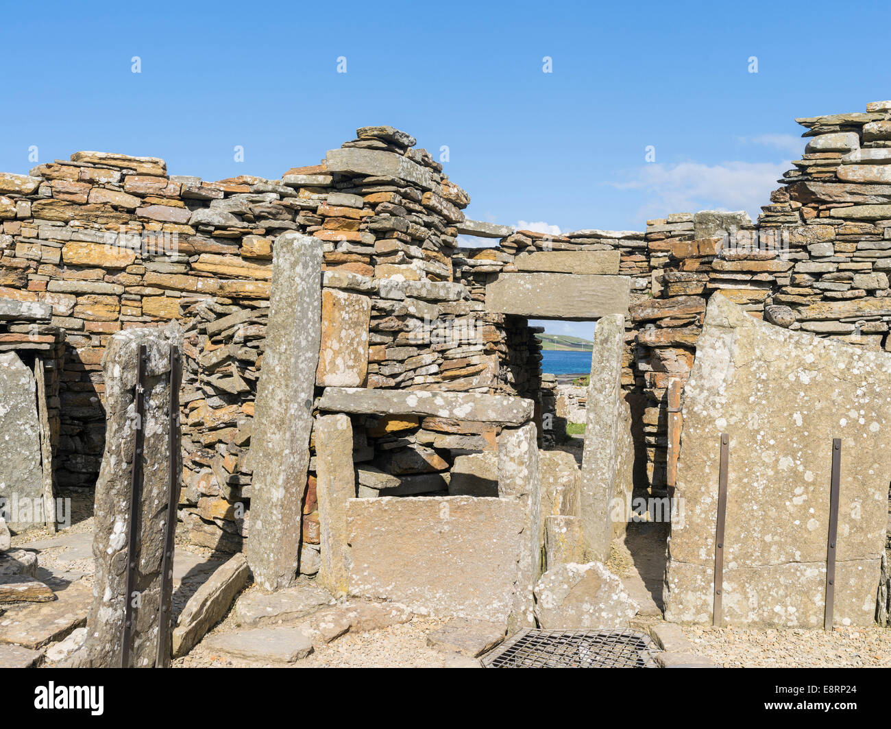 Broch di Gurness è un'età del ferro broch villaggio, popolato attraverso Pictish volte, Orkney Islands, Scozia. Foto Stock