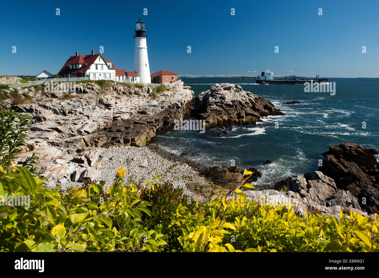 Portland Head Light - Fort Williams Park - Cape Elizabeth, Maine, Stati Uniti d'America Foto Stock