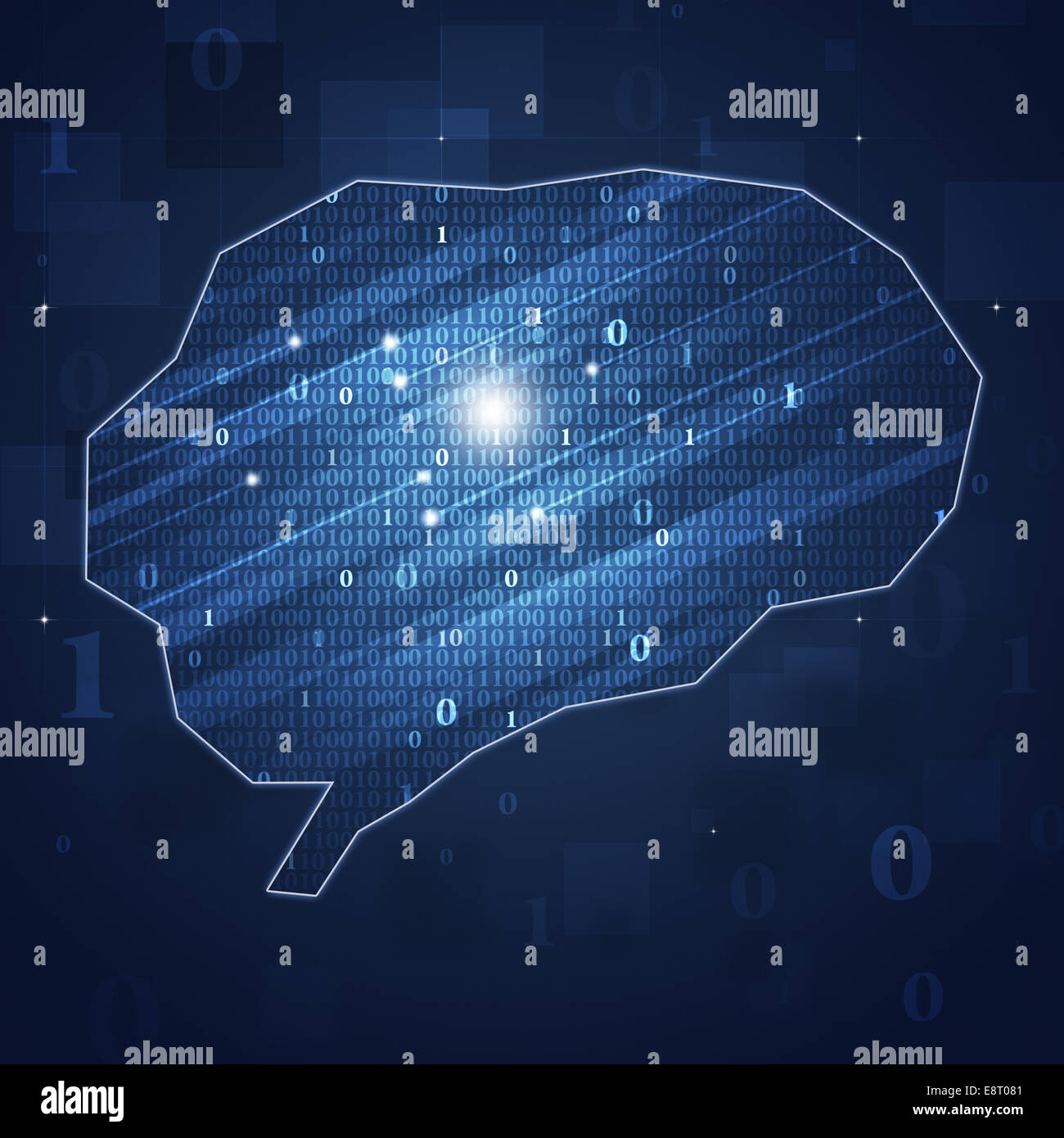 Abstract codice binario cervello concetto di business e tecnologia sfondo Foto Stock