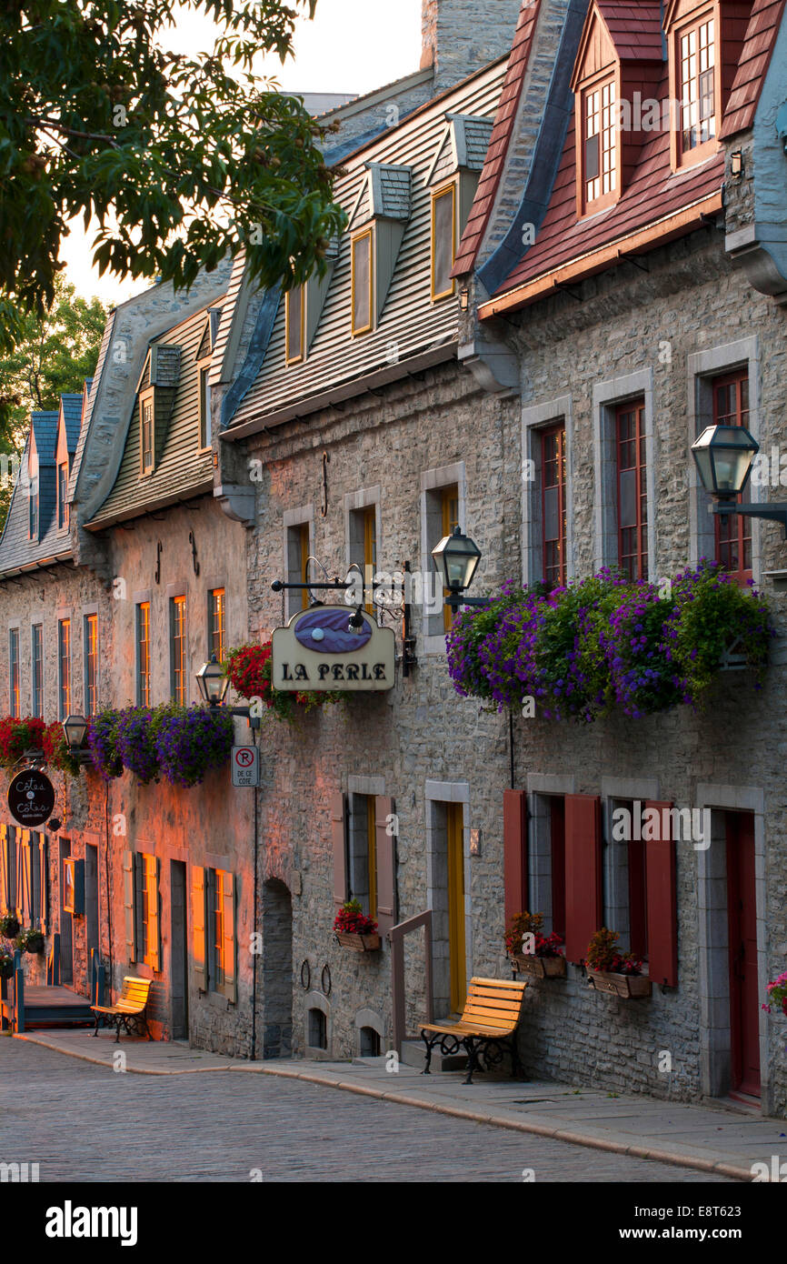 Vecchie case di pietra, Rue Sous-le-Fort, Città Bassa, Quebec, Canada Foto Stock