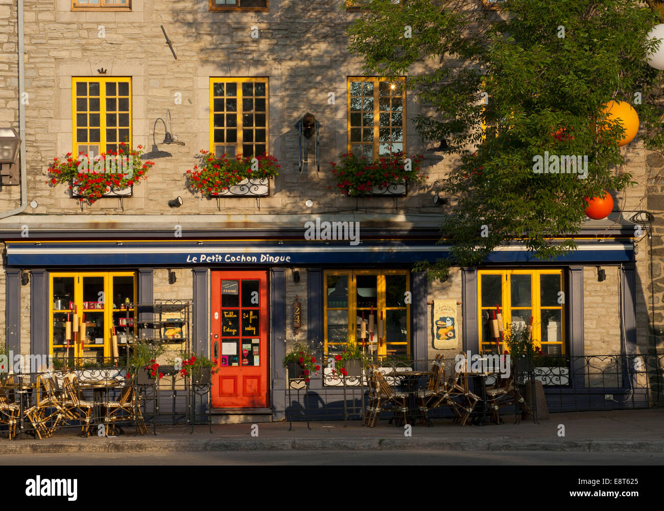 Ristorante caffetteria nella città bassa, Rue du petit Champlain, Quebec, Canada Foto Stock