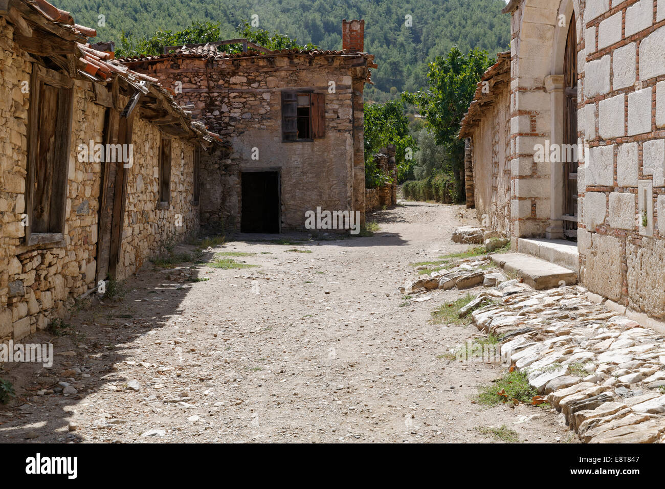 Villaggio abbandonato di Eskihisar, Muğla Provincia, Caria, Egeo, Turchia Foto Stock